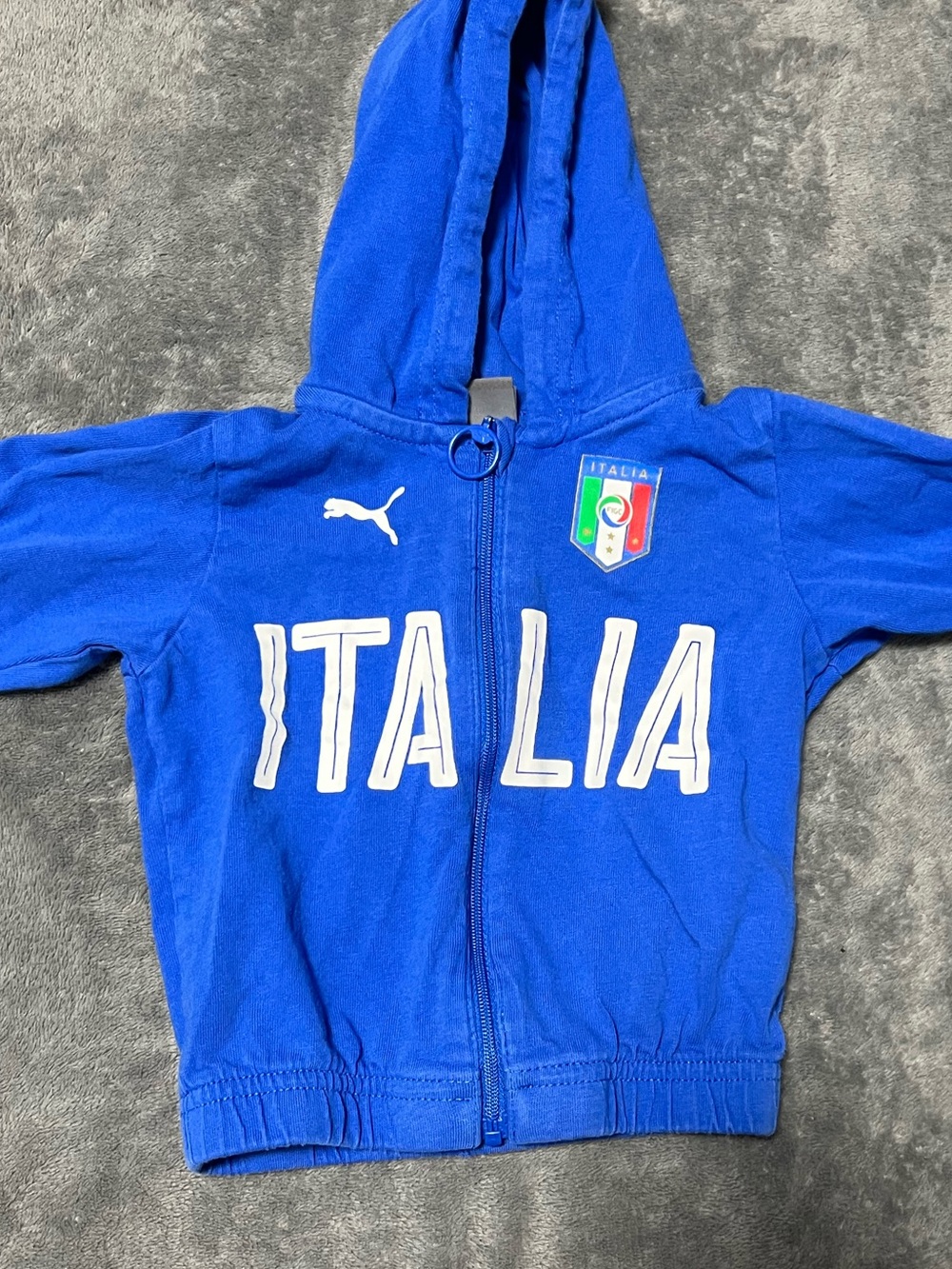 Puma Italy Soccer Team Blue Full Zip Hoodie Boys Small